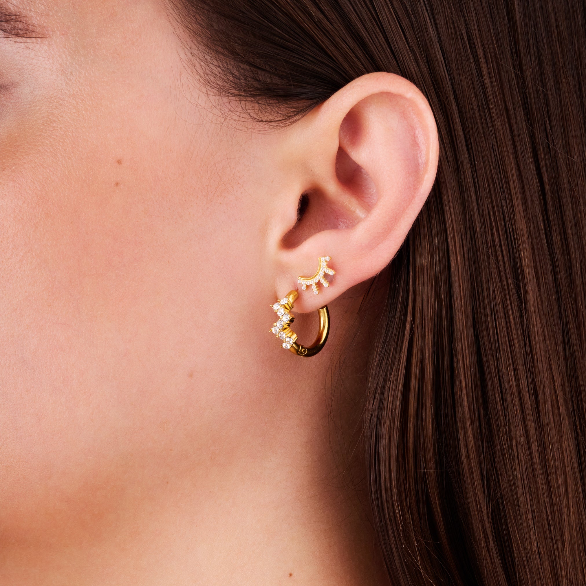 SUNBURST FLAT BACK INDIVIDUAL STUD best gold plated tarnish and water resistant piece by Irish Jewellery brand - Lynott Jewellery