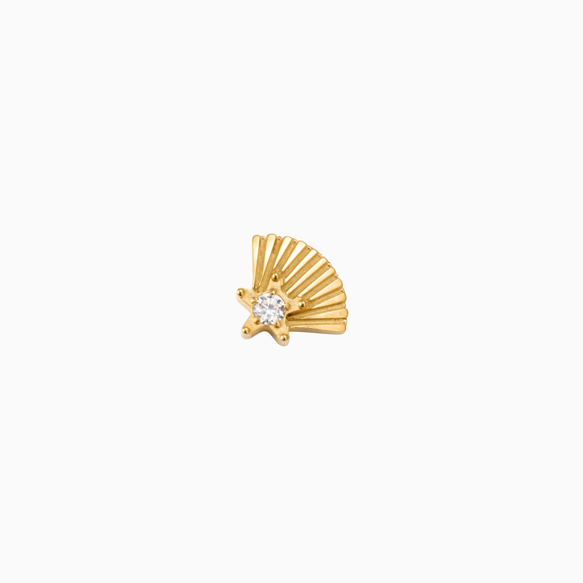 SEASHELL SPARKLE FLAT BACK INDIVIDUAL STUD best gold plated tarnish and water resistant piece by Irish Jewellery brand - Lynott Jewellery