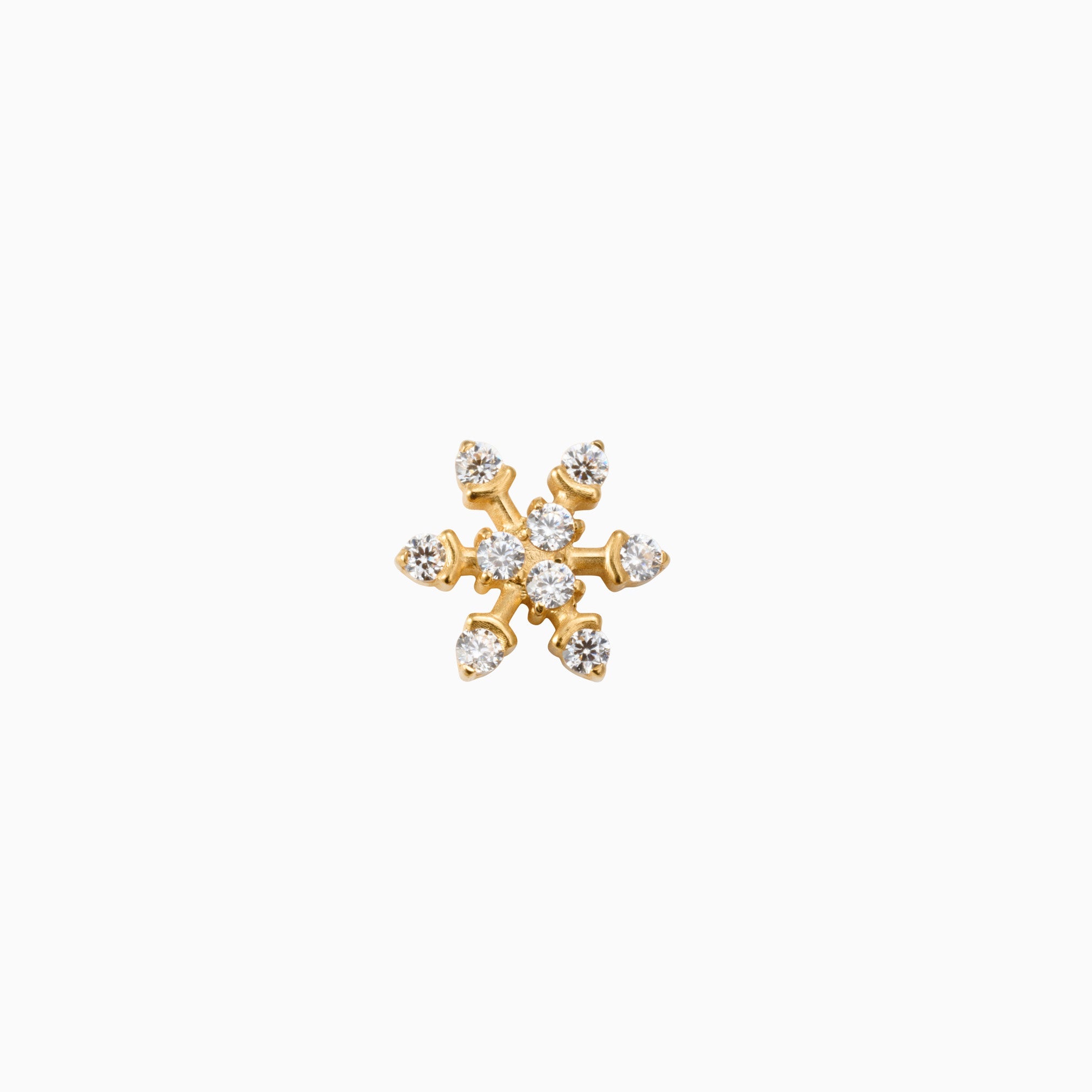 SNOWFLAKE FLAT BACK INDIVIDUAL STUD best gold plated tarnish and water resistant piece by Irish Jewellery brand - Lynott Jewellery