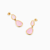 PASTEL PINK 2 STONE EARRINGS