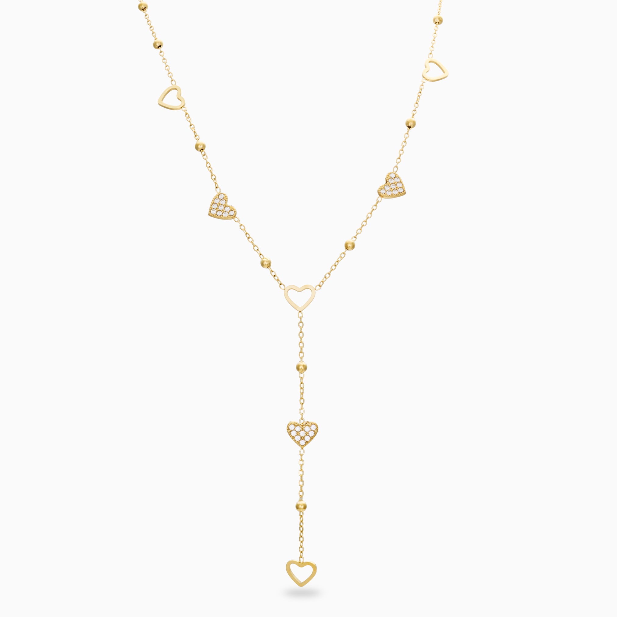 DROP DOWN GLIMMER HEARTS NECKLACE