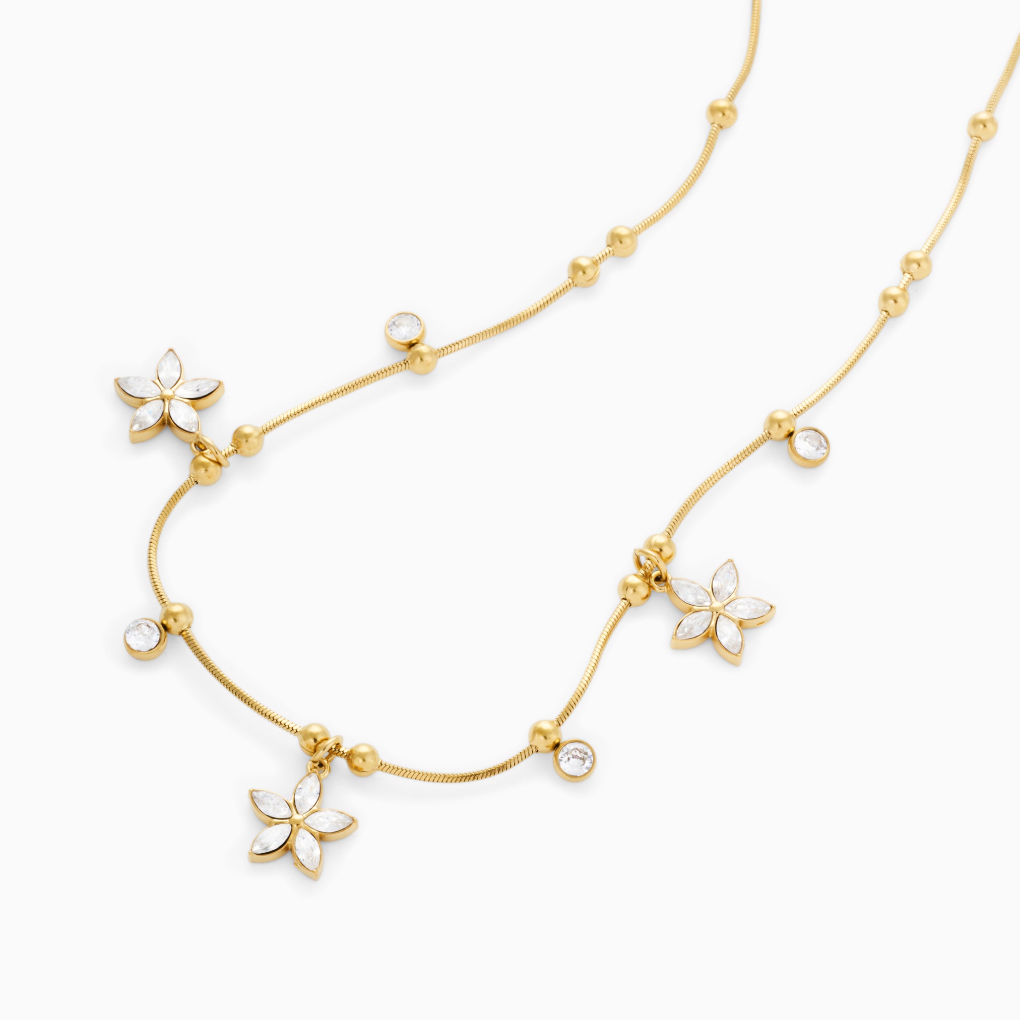 FLOWER AND DOT NECKLACE