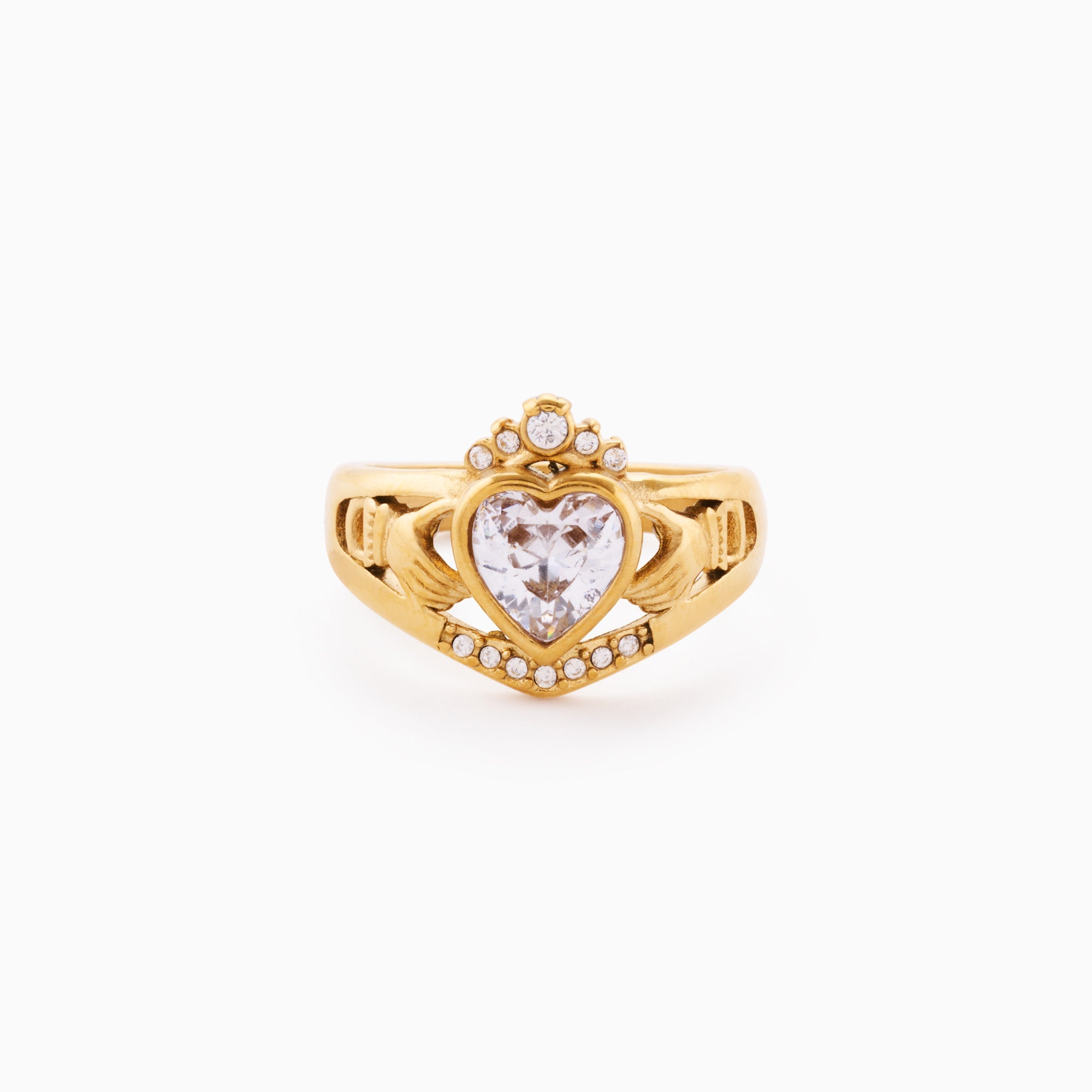 MO CROÍ CLADDAGH RING best gold plated tarnish and water resistant piece by Irish Jewellery brand - Lynott Jewellery