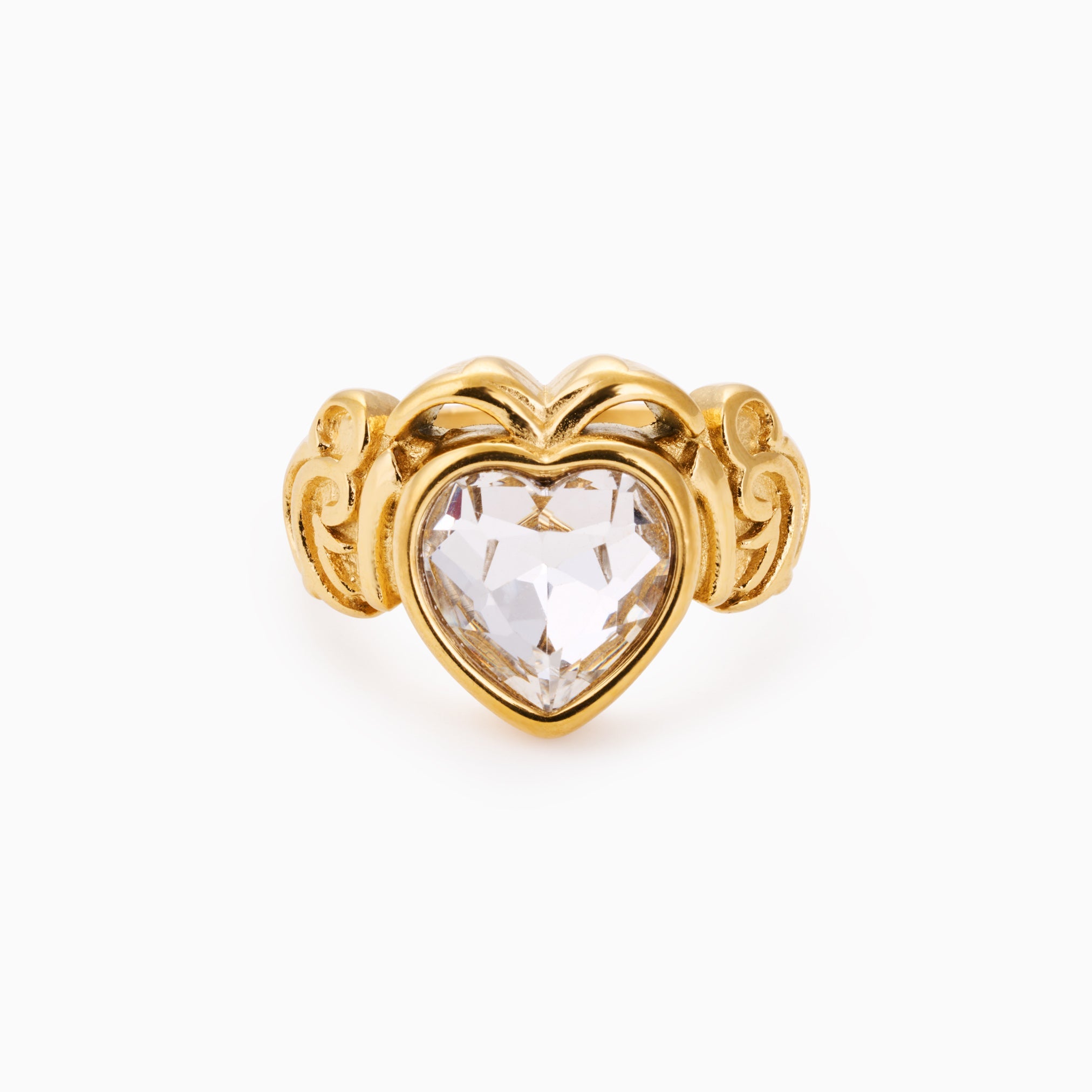 MARY CLADDAGH CRYSTAL RING best gold plated tarnish and water resistant piece by Irish Jewellery brand - Lynott Jewellery