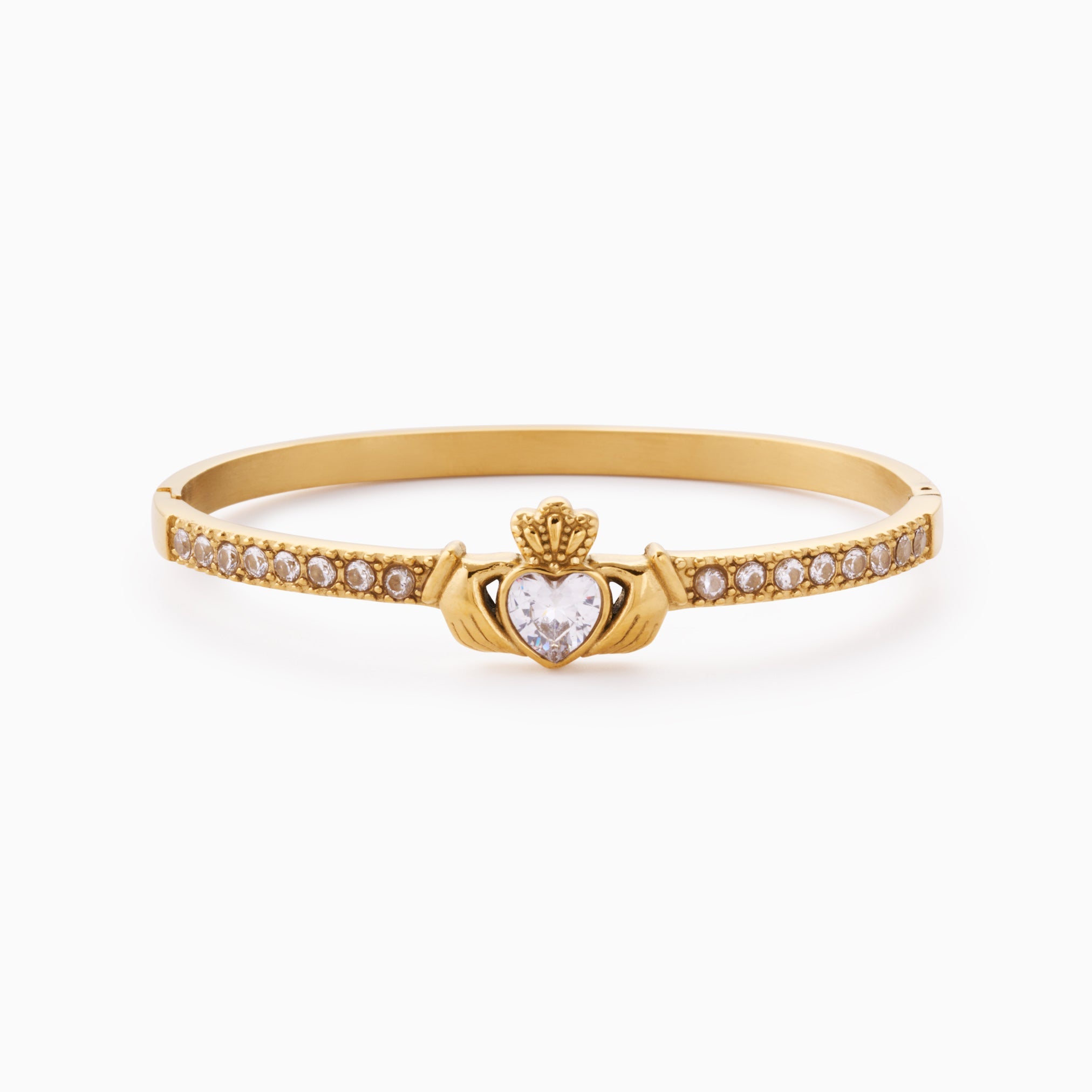 SAOIRSE CLADDAGH BANGLE best gold plated tarnish and water resistant piece by Irish Jewellery brand - Lynott Jewellery