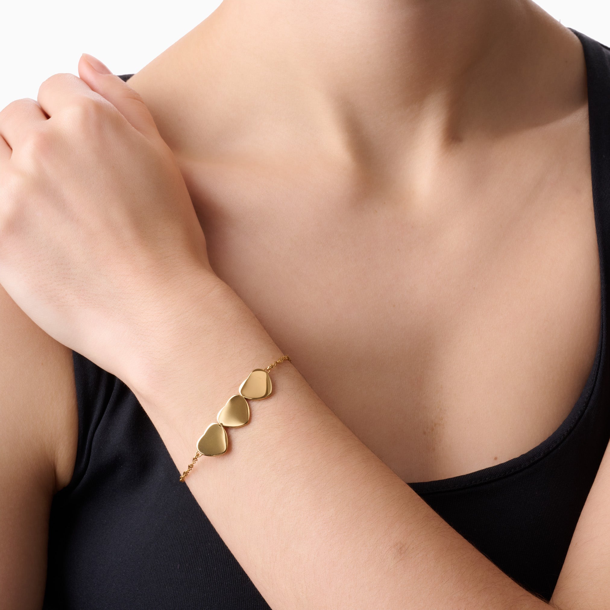 ALWAYS IN THREES  ENGRAVABLE HEART BAR BRACELET