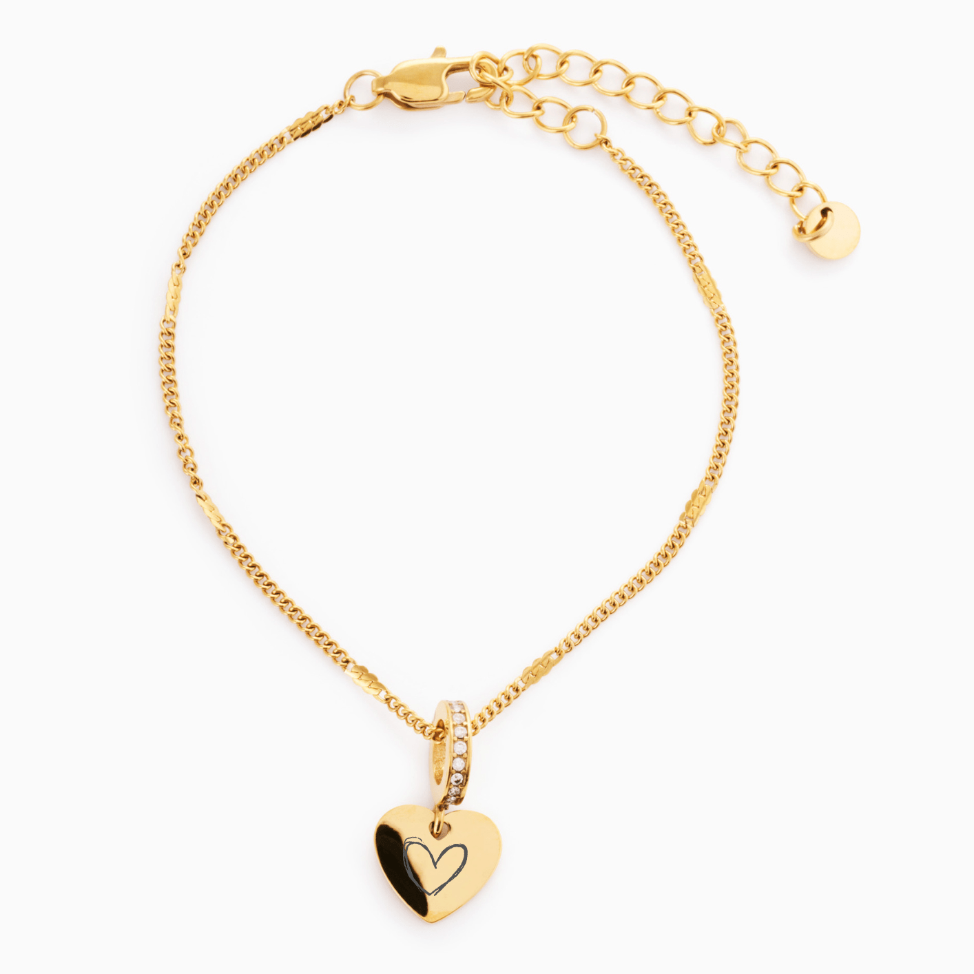 HEARTFELT ENGRAVABLE BRACELET best gold plated tarnish and water resistant piece by Irish Jewellery brand - Lynott Jewellery
