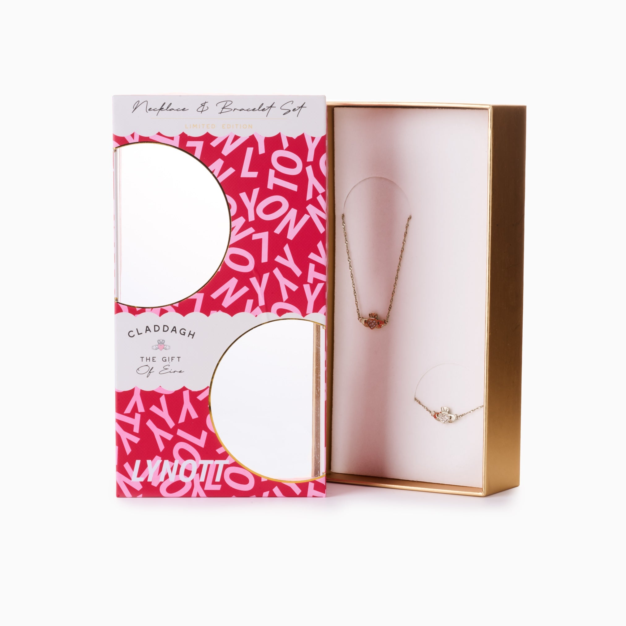 Claddagh Gift Set (necklace+bracelet) best gold plated tarnish and water resistant piece by Irish Jewellery brand - Lynott Jewellery