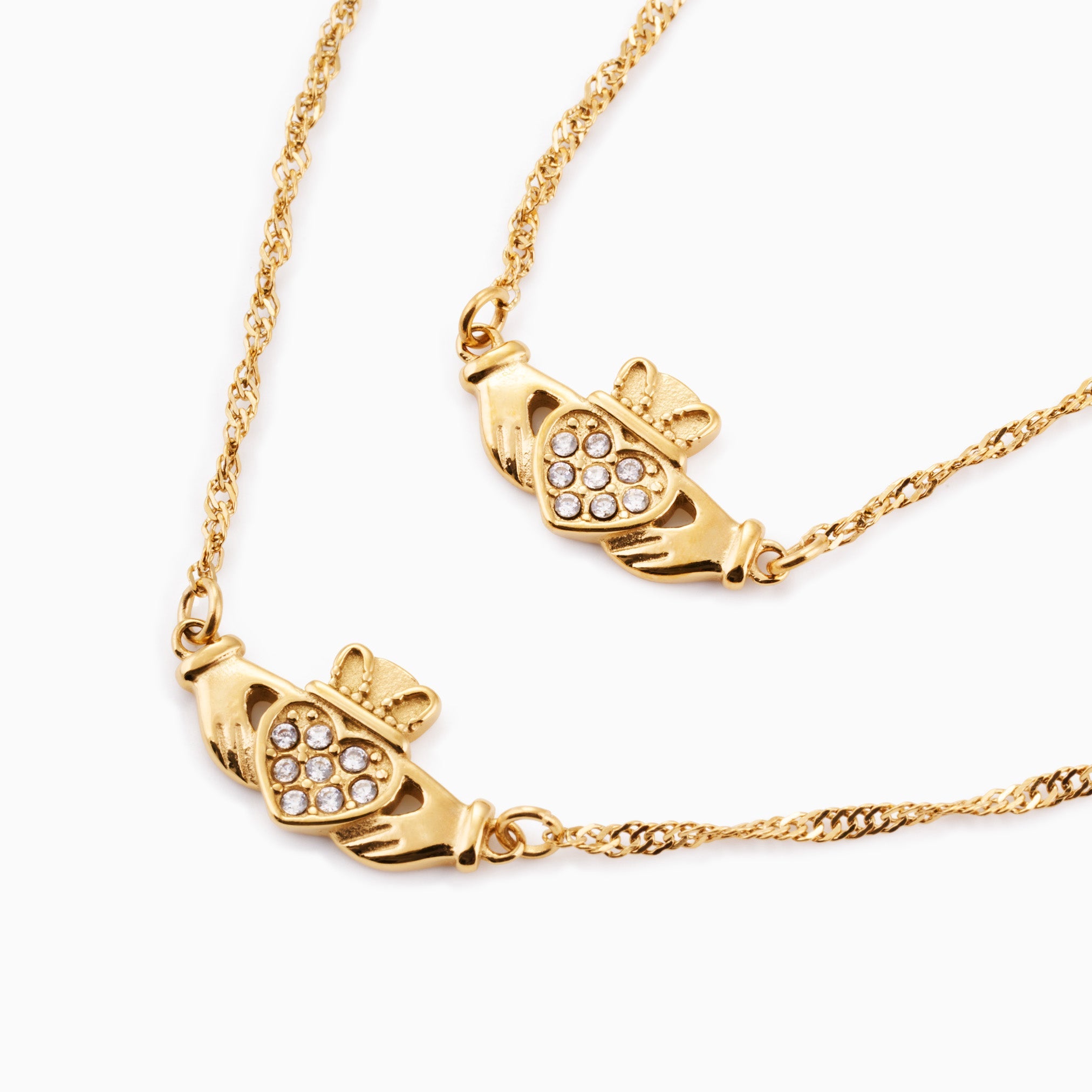 Claddagh Gift Set (necklace+bracelet) best gold plated tarnish and water resistant piece by Irish Jewellery brand - Lynott Jewellery
