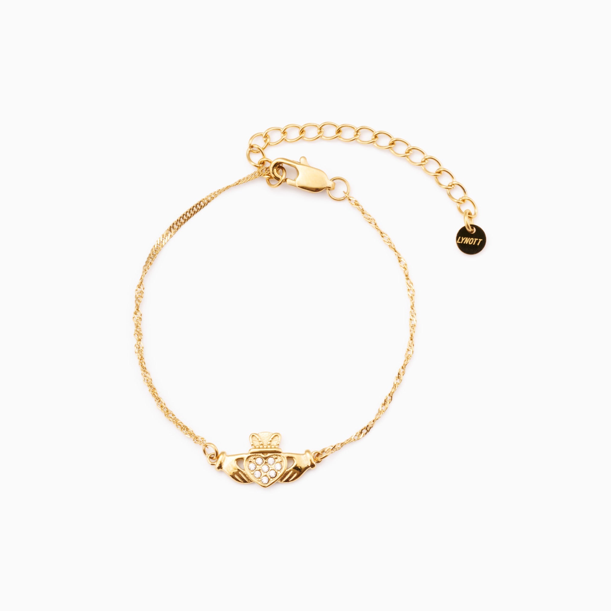 Claddagh Gift Set (necklace+bracelet) best gold plated tarnish and water resistant piece by Irish Jewellery brand - Lynott Jewellery