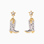 DAZZLE COWBOY BOOT EARRINGS best gold plated tarnish and water resistant piece by Irish Jewellery brand - Lynott Jewellery