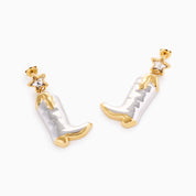 DAZZLE COWBOY BOOT EARRINGS best gold plated tarnish and water resistant piece by Irish Jewellery brand - Lynott Jewellery