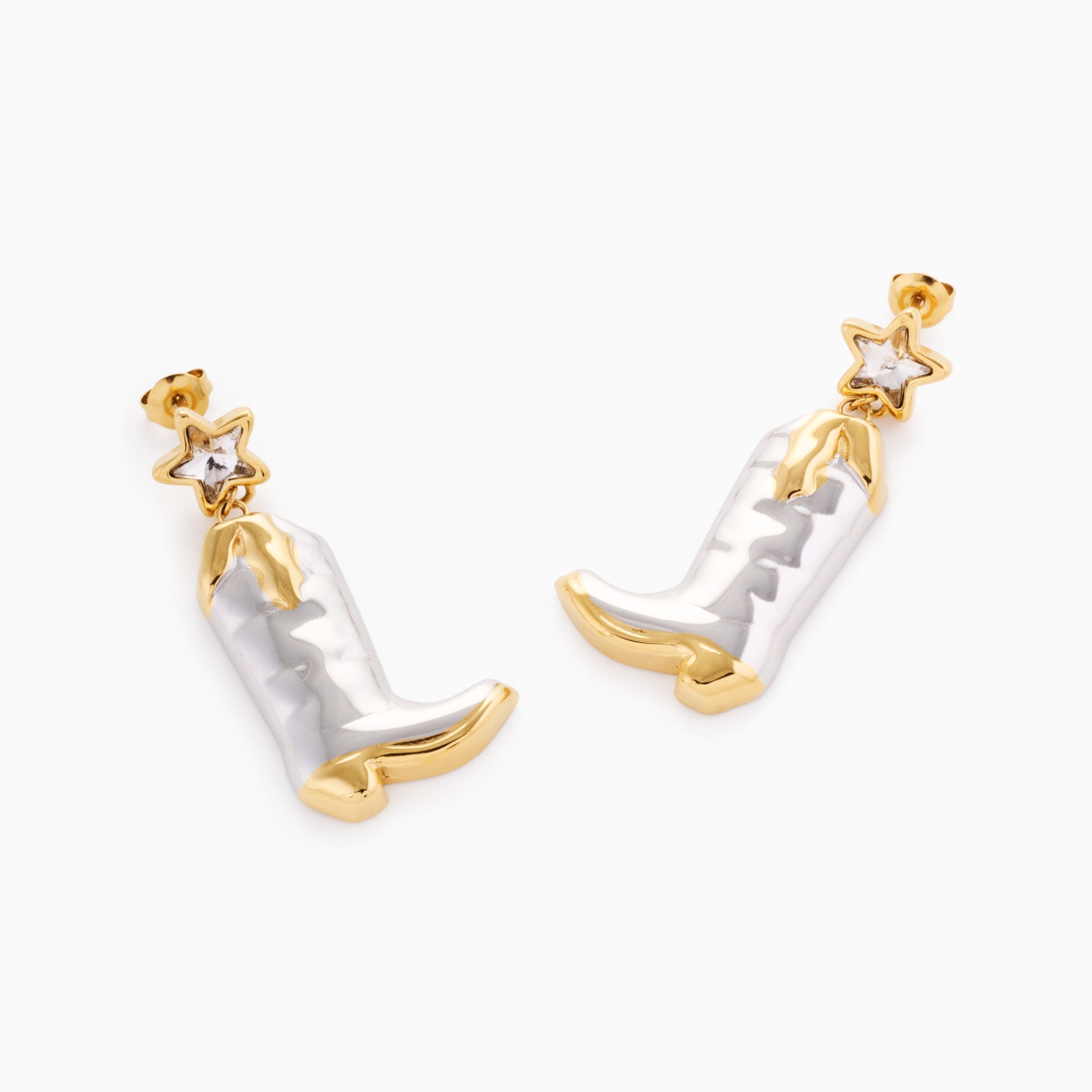 DAZZLE COWBOY BOOT EARRINGS best gold plated tarnish and water resistant piece by Irish Jewellery brand - Lynott Jewellery
