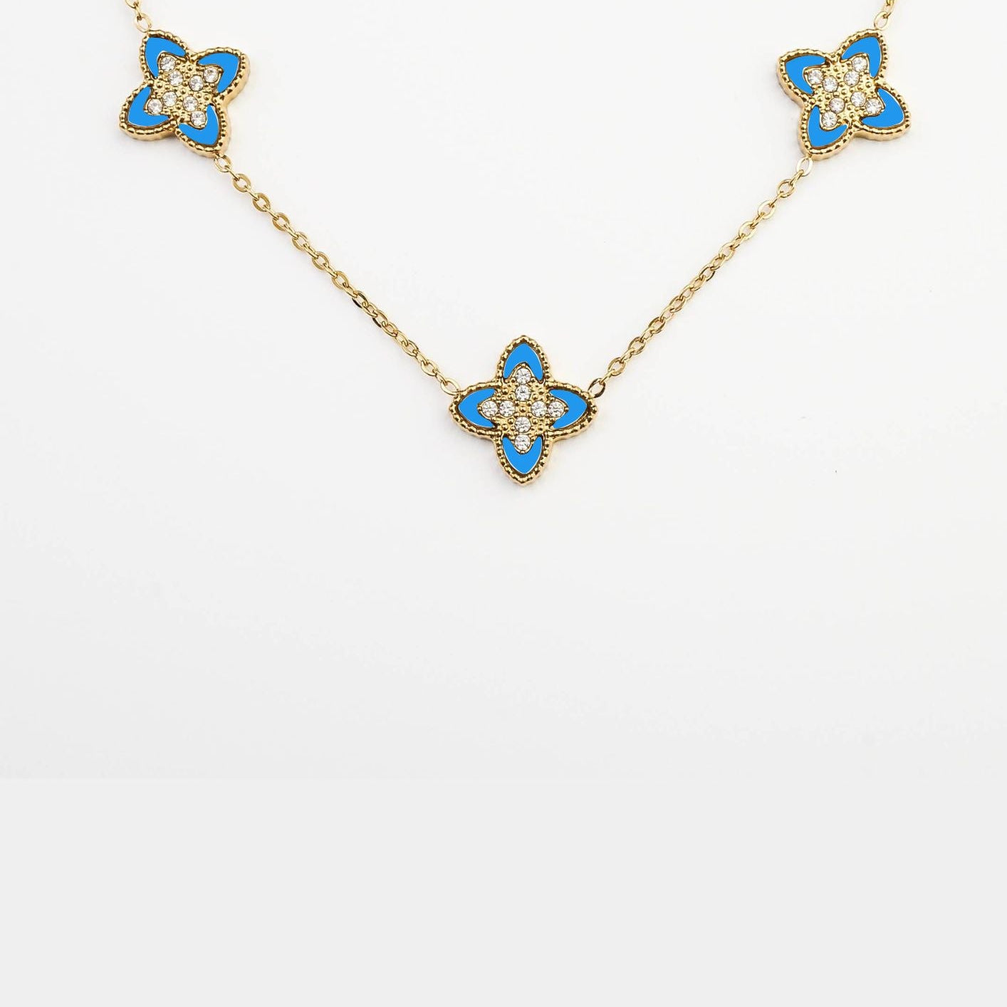 PASSIONATE BLUE NEACKLACE best gold plated tarnish and water resistant piece by Irish Jewellery brand - Lynott Jewellery