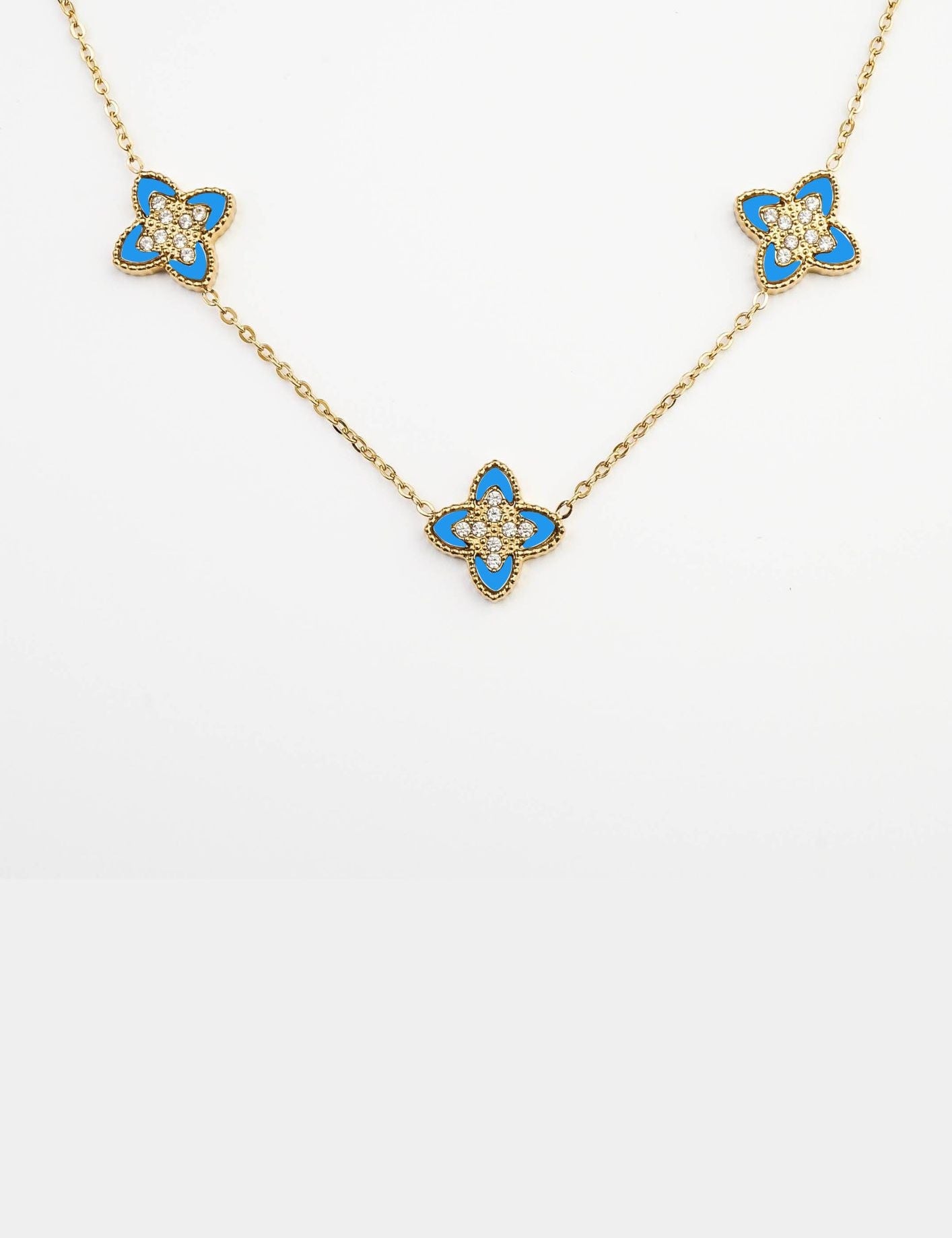 PASSIONATE BLUE NEACKLACE best gold plated tarnish and water resistant piece by Irish Jewellery brand - Lynott Jewellery