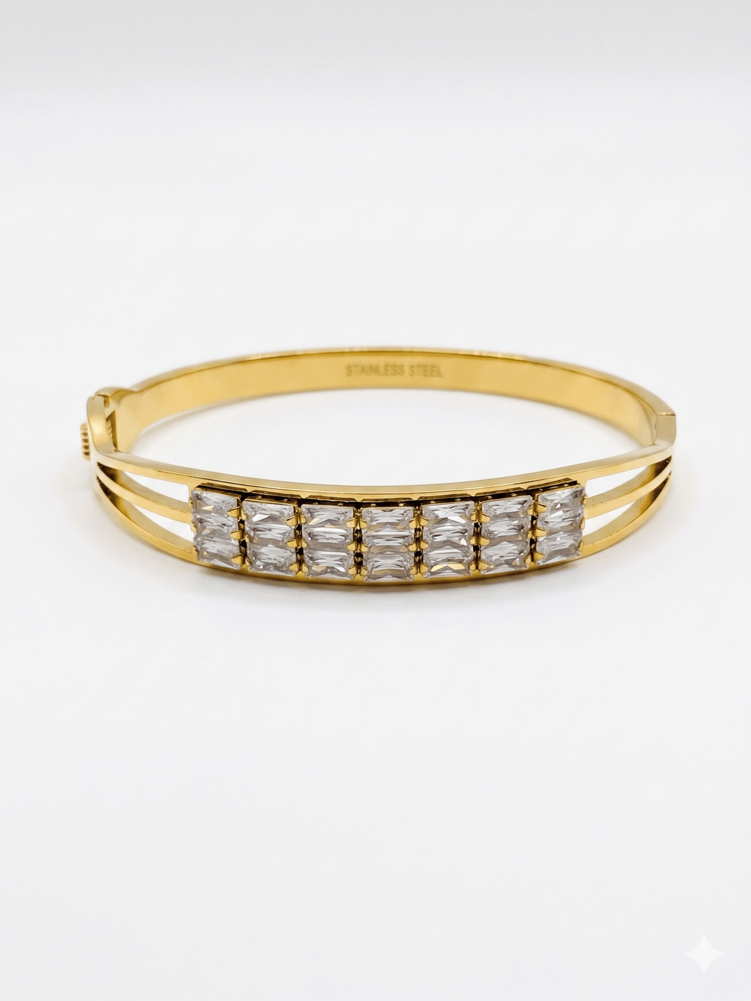 BAGUETTE BANGLE best gold plated tarnish and water resistant piece by Irish Jewellery brand - Lynott Jewellery