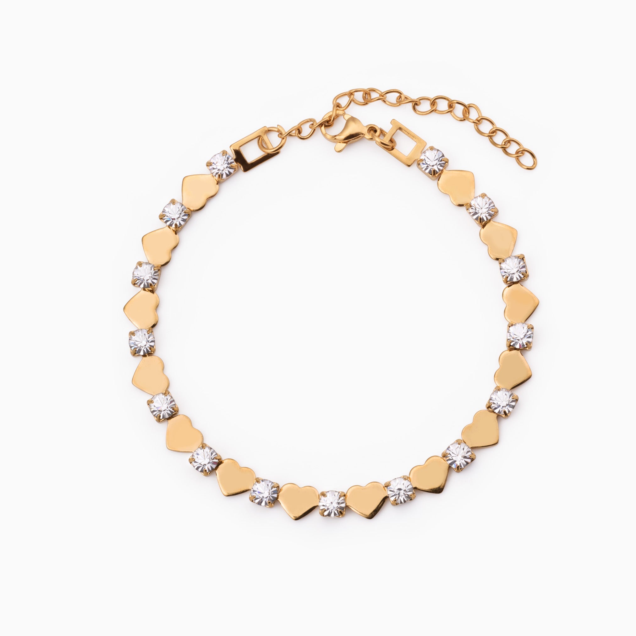 STARLIGHT HEART TENNIS BRACELET best gold plated tarnish and water resistant piece by Irish Jewellery brand - Lynott Jewellery