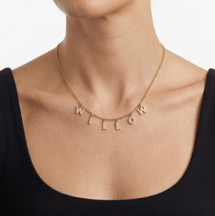 PERSONALISED NAME NECKLACE best gold plated tarnish and water resistant piece by Irish Jewellery brand - Lynott Jewellery