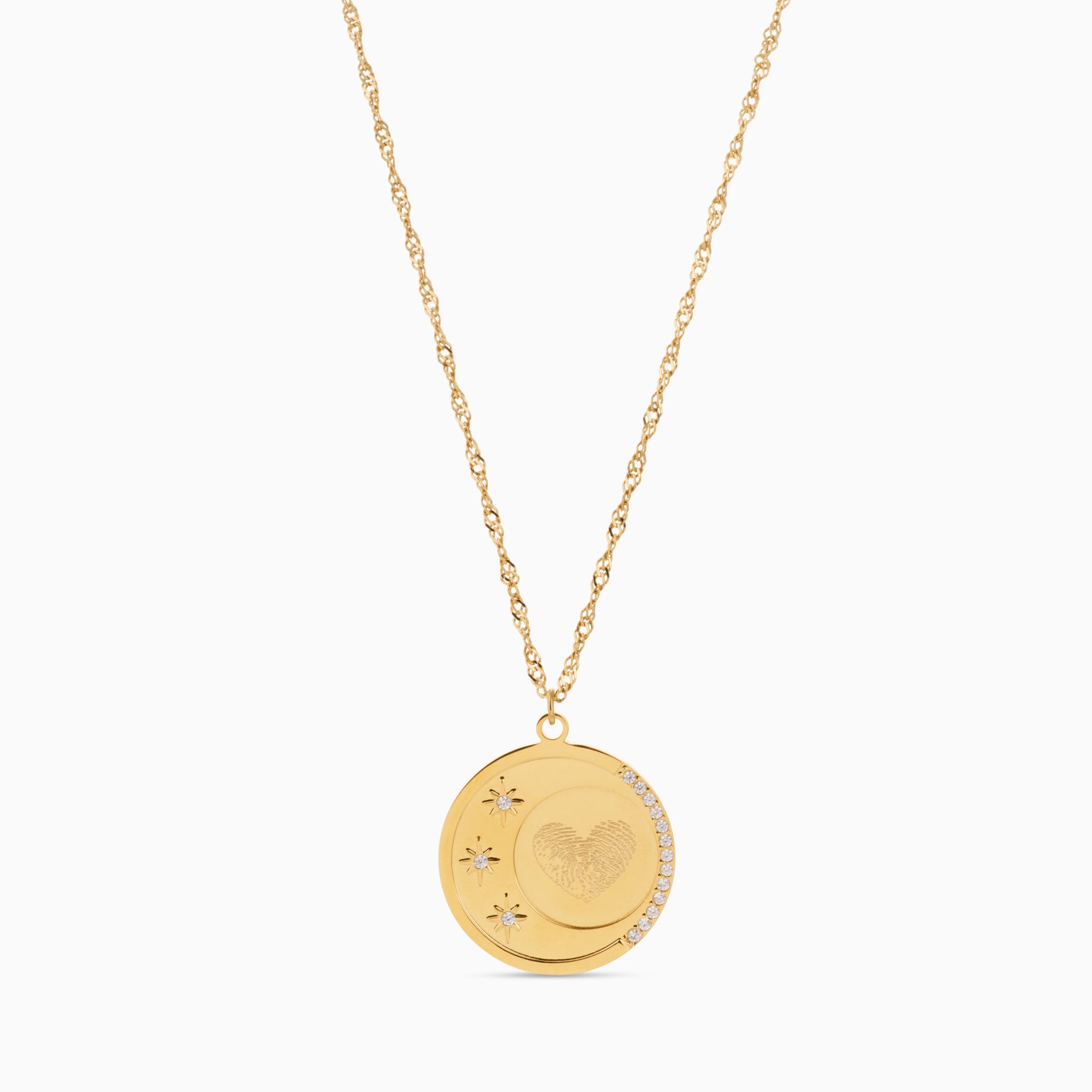 LUNAR GLOW ENGRAVABLE NECKLACE best gold plated tarnish and water resistant piece by Irish Jewellery brand - Lynott Jewellery