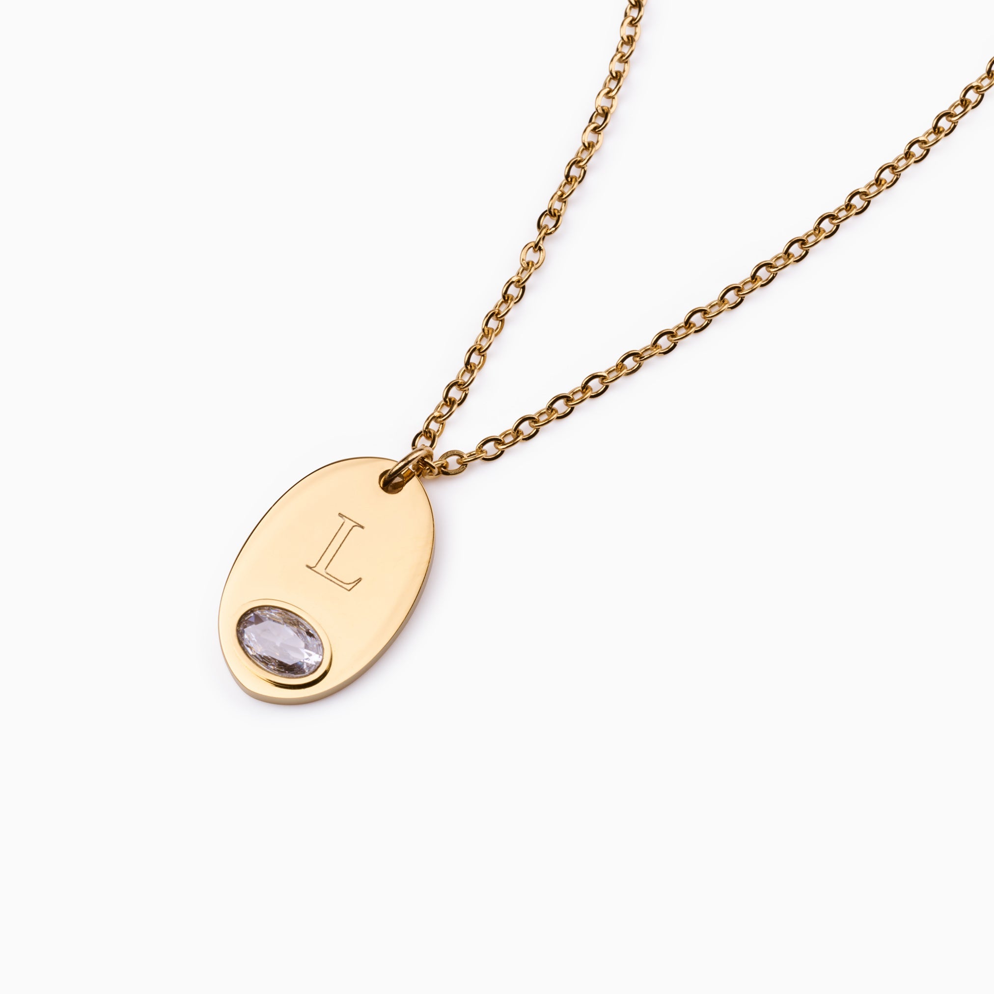 THE PROMISE OVAL ENGRAVABLE NECKLACE best gold plated tarnish and water resistant piece by Irish Jewellery brand - Lynott Jewellery