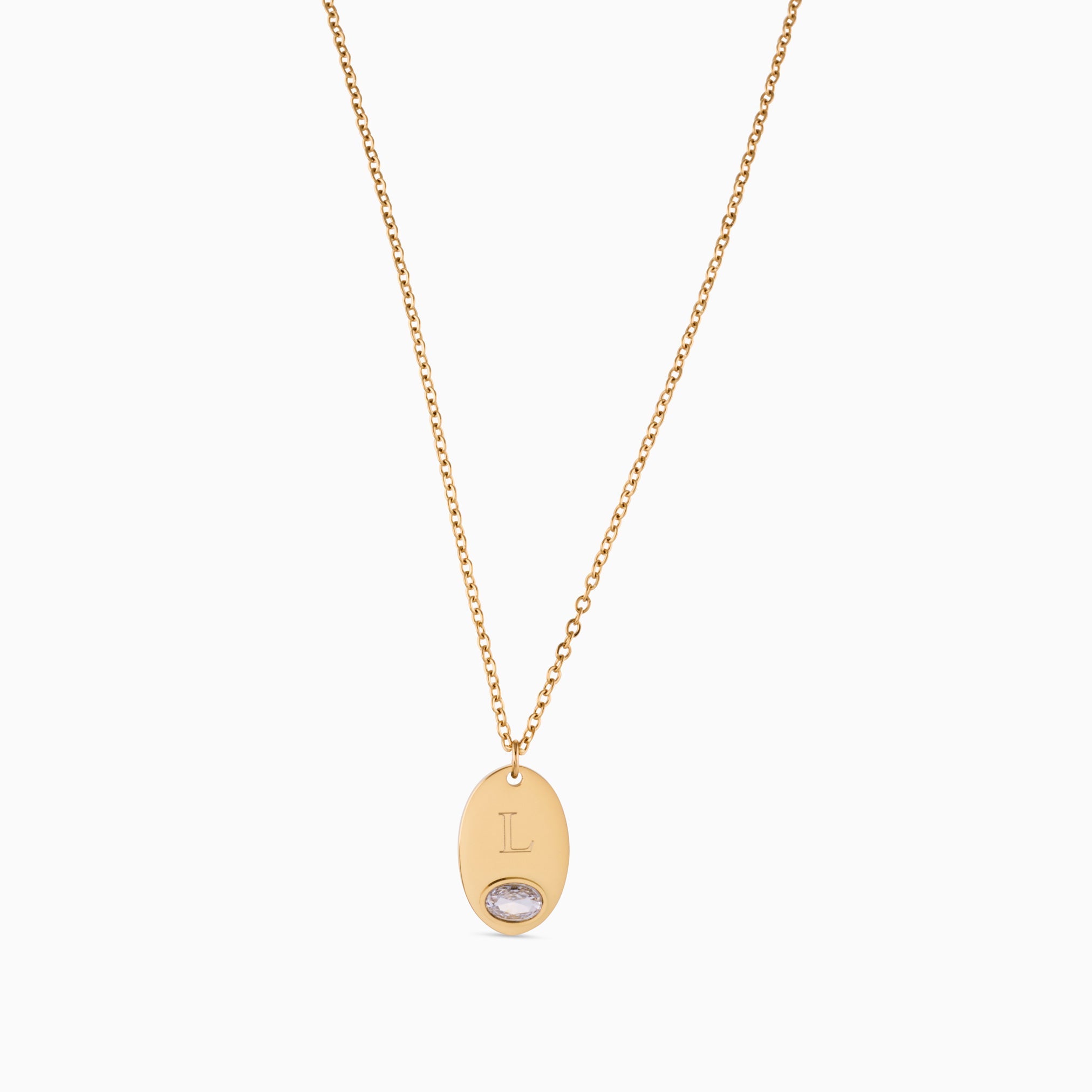 THE PROMISE OVAL ENGRAVABLE NECKLACE best gold plated tarnish and water resistant piece by Irish Jewellery brand - Lynott Jewellery