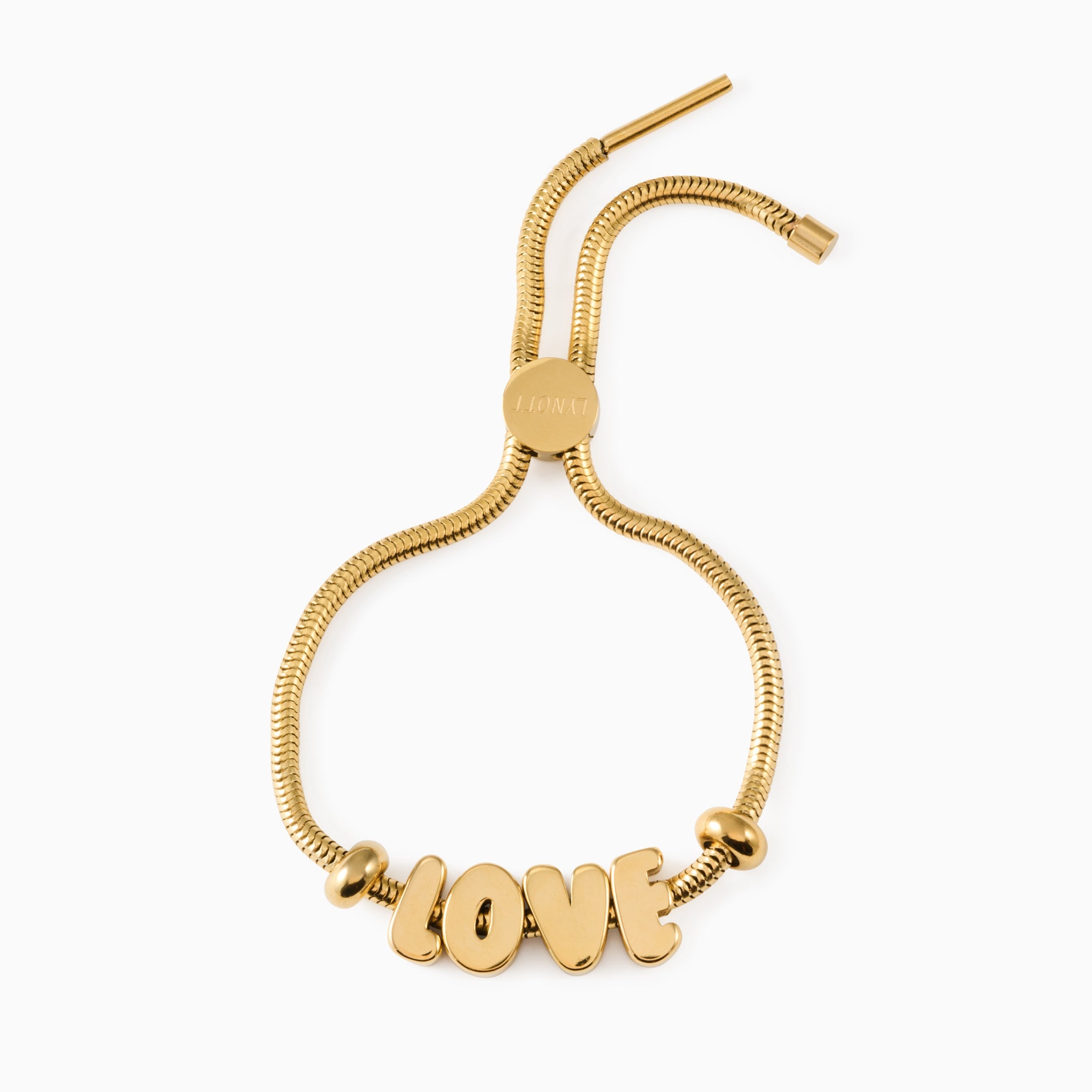 BUBBLE NAME BRACELET best gold plated tarnish and water resistant piece by - Lynott Jewellery