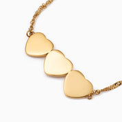 ALWAYS IN THREES ENGRAVABLE HEART BAR BRACELET best gold plated tarnish and water resistant piece by Irish Jewellery brand - Lynott Jewellery