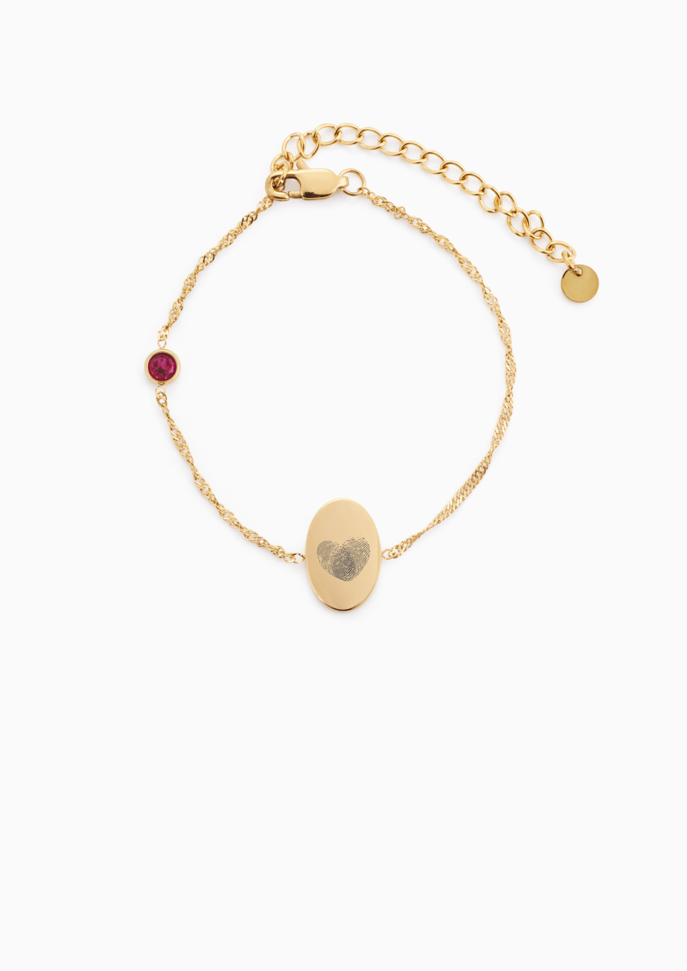 PROMISE ME ENGRAVABLE OVAL DISC & BIRTHSTONE BRACELET best gold plated tarnish and water resistant piece by Irish Jewellery brand - Lynott Jewellery