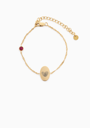 PROMISE ME ENGRAVABLE OVAL DISC & BIRTHSTONE BRACELET best gold plated tarnish and water resistant piece by Irish Jewellery brand - Lynott Jewellery