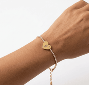 YOU ARE MY HEART ENGRAVABLE TENNIS BRACELET GOLD best gold plated tarnish and water resistant piece by Irish Jewellery brand - Lynott Jewellery