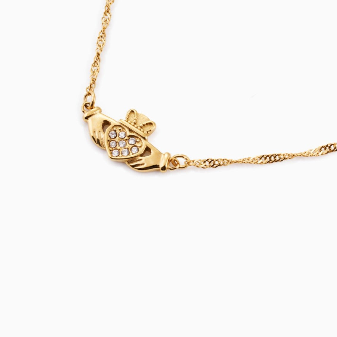 HEART CROWN BRACELET best gold plated tarnish and water resistant piece by Irish Jewellery brand - Lynott Jewellery