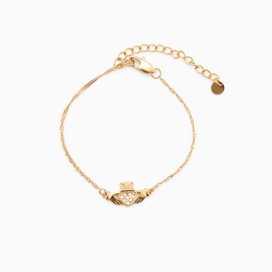 HEART CROWN BRACELET best gold plated tarnish and water resistant piece by Irish Jewellery brand - Lynott Jewellery