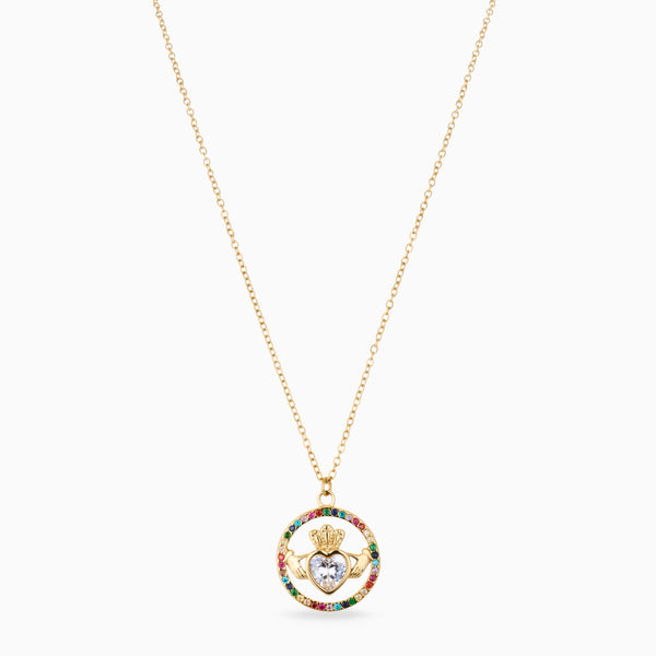 MEGAN FORTE CLARKE ICONIC CLADDAGH NECKLACE best gold plated tarnish and water resistant piece by Irish Jewellery brand - Lynott Jewellery