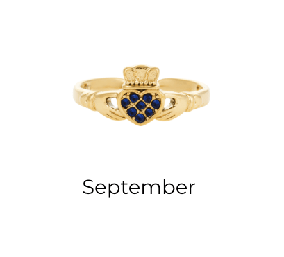 HEART CROWN CLADDAGH BIRTHSTONE ADJUSTABLE RING best gold plated tarnish and water resistant piece by Irish Jewellery brand - Lynott Jewellery