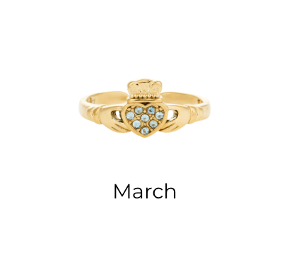 HEART CROWN CLADDAGH BIRTHSTONE ADJUSTABLE RING best gold plated tarnish and water resistant piece by Irish Jewellery brand - Lynott Jewellery
