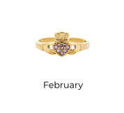 HEART CROWN CLADDAGH BIRTHSTONE ADJUSTABLE RING best gold plated tarnish and water resistant piece by Irish Jewellery brand - Lynott Jewellery