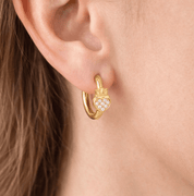 HEART CROWN CLADDAGH HUGGIE HOOPS best gold plated tarnish and water resistant piece by Irish Jewellery brand - Lynott Jewellery