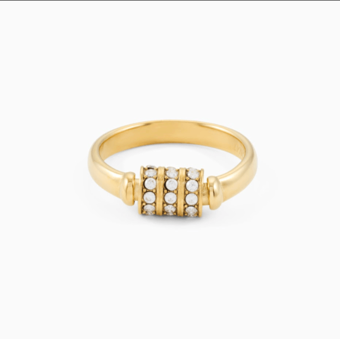 MEGAN FORTE CLARKE THIRSTY SPINNING RING best gold plated tarnish and water resistant piece by Irish Jewellery brand - Lynott Jewellery