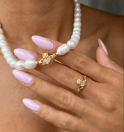 HEART CROWN PEARL CLADDAGH NECKLACE best gold plated tarnish and water resistant piece by Irish Jewellery brand - Lynott Jewellery