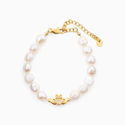 HEART CROWN PEARL CLADDAGH BRACELET best gold plated tarnish and water resistant piece by Irish Jewellery brand - Lynott Jewellery