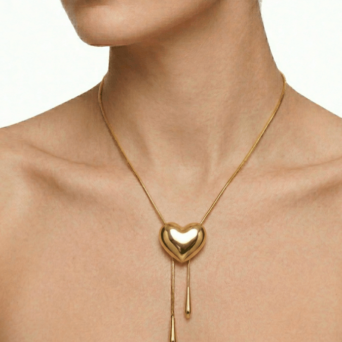 DROP DOWN HEART NECKLACE best gold plated tarnish and water resistant piece by Irish Jewellery brand - Lynott Jewellery
