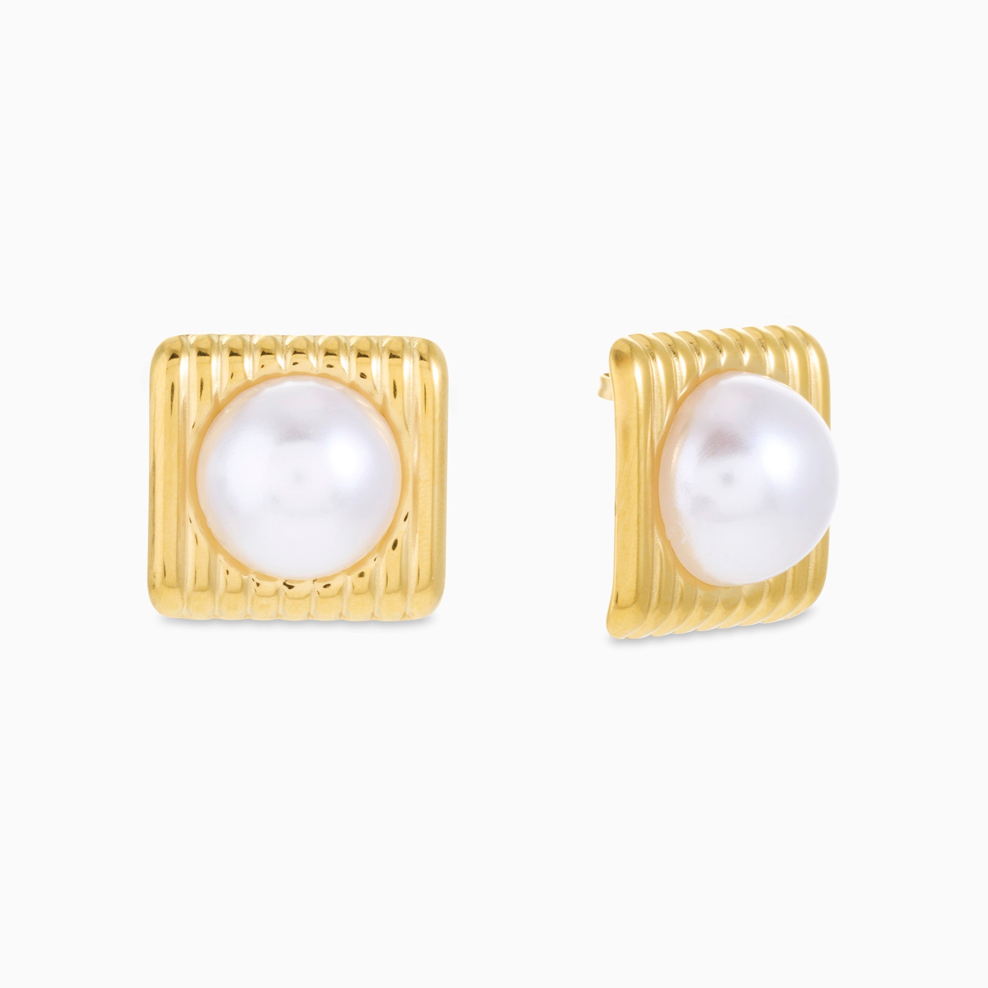 POP OF MOONSTONE VINTAGE SQUARE EARRING best gold plated tarnish and water resistant piece by Irish Jewellery brand - Lynott Jewellery
