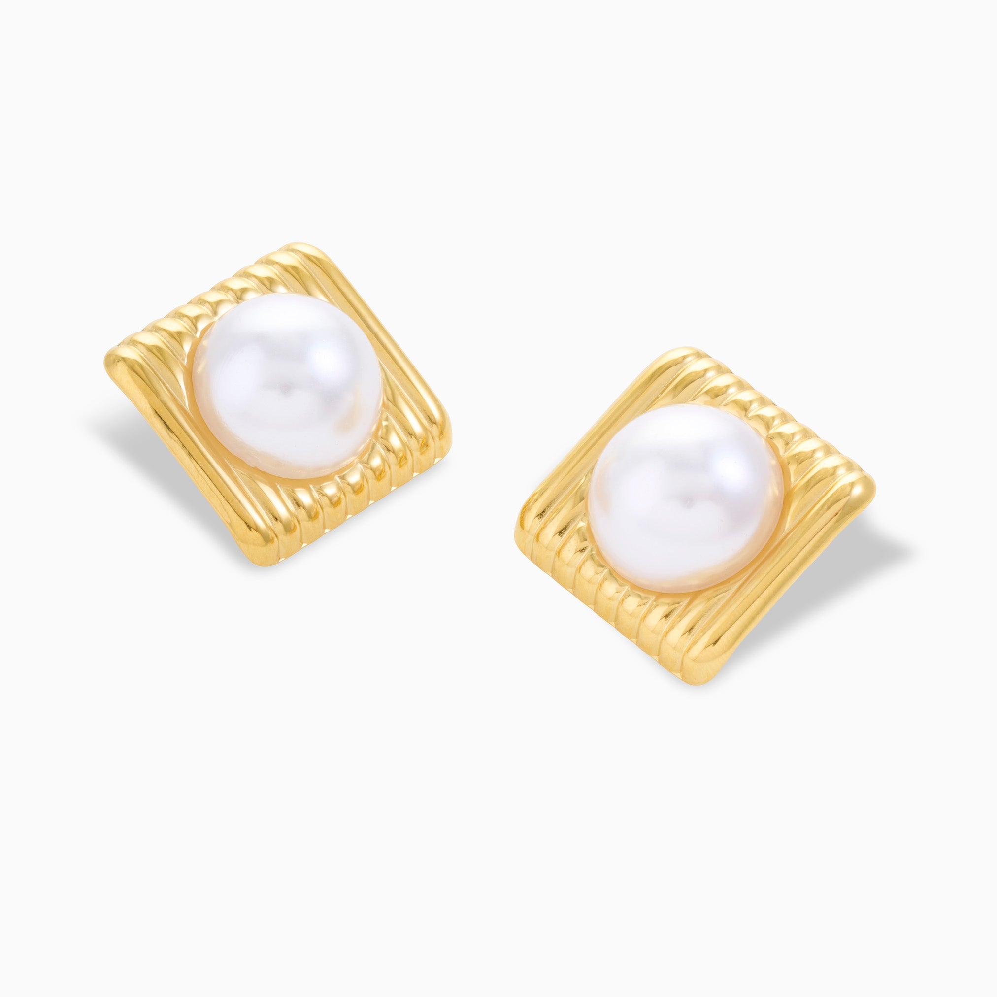 POP OF MOONSTONE VINTAGE SQUARE EARRING best gold plated tarnish and water resistant piece by Irish Jewellery brand - Lynott Jewellery