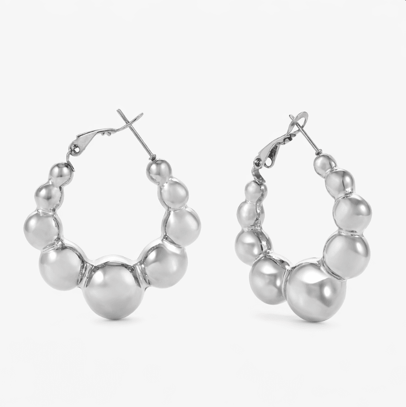 CHUNKY BUBBLE HOOP best gold plated tarnish and water resistant piece by Irish Jewellery brand - Lynott Jewellery