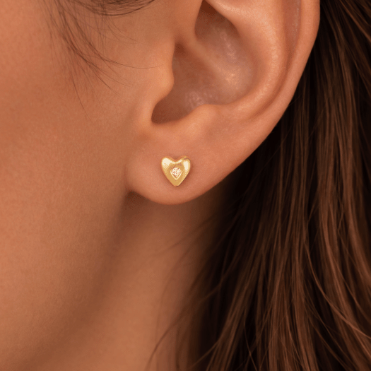 DOTTED HEART STUDS best gold plated tarnish and water resistant piece by Irish Jewellery brand - Lynott Jewellery