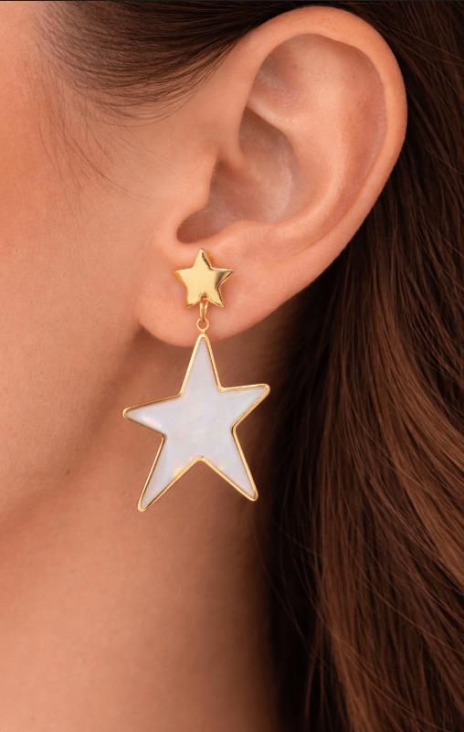 STARSTRUCK ENAMEL DROP DOWN EARRING best gold plated tarnish and water resistant piece by Irish Jewellery brand - Lynott Jewellery