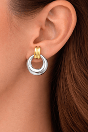 MIX METAL VINTAGE ROUND HOOP best gold plated tarnish and water resistant piece by Irish Jewellery brand - Lynott Jewellery