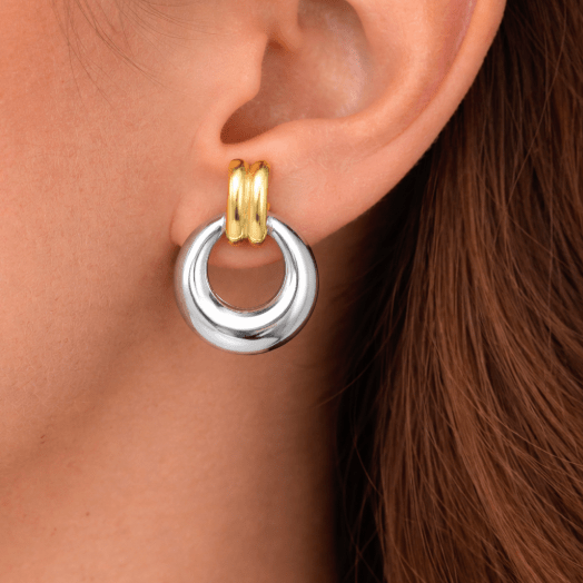 MIX METAL VINTAGE ROUND HOOP best gold plated tarnish and water resistant piece by Irish Jewellery brand - Lynott Jewellery