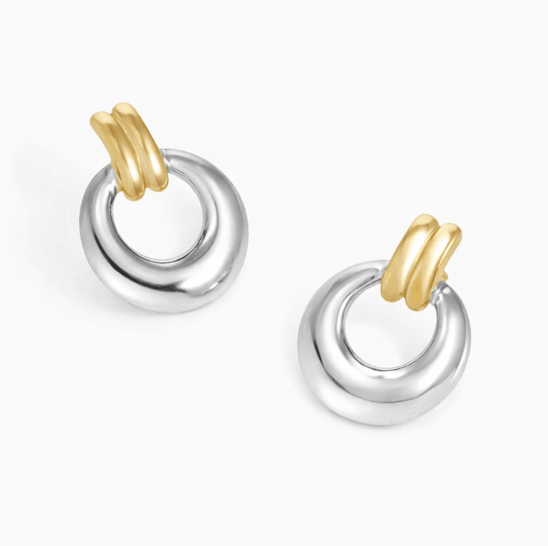 MIX METAL VINTAGE ROUND HOOP best gold plated tarnish and water resistant piece by Irish Jewellery brand - Lynott Jewellery