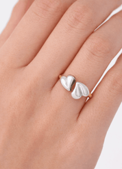 MIX METAL TWO HEART ADJUSTABLE RING best gold plated tarnish and water resistant piece by Irish Jewellery brand - Lynott Jewellery